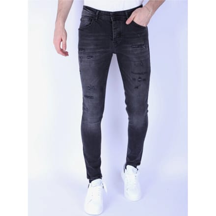 Ripped Jeans voor Mannen Slim Fit met Stretch - 1104 - Zwart