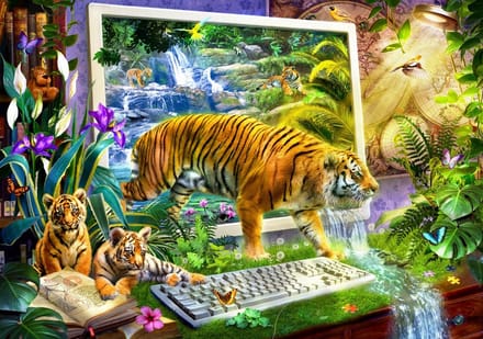 Bluebird puzzel Tiger coming to Life - 1500 stukjes.
