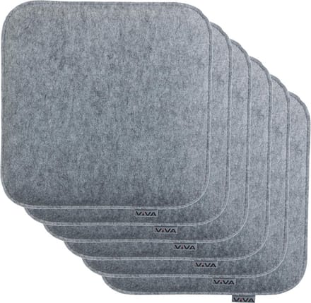 Set van 6 Vilt Zitkussens Vierkant 35x35 cm Lichtgrijs Binnen en Buiten