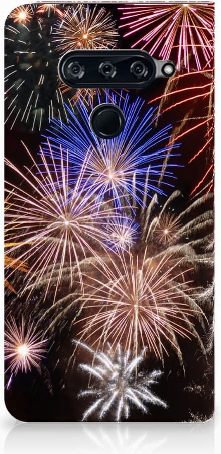 LG V40 Thinq Hippe Standcase Vuurwerk
