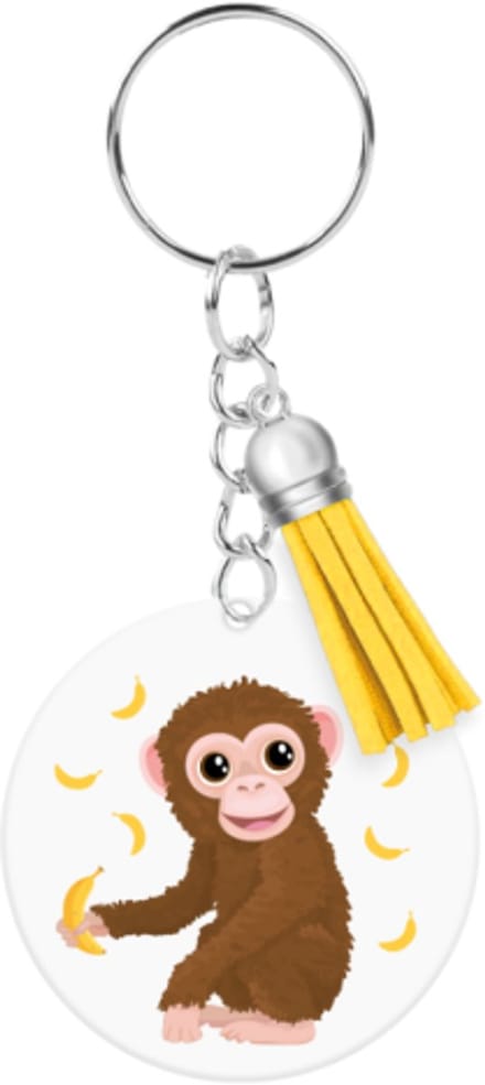 Sleutelhanger met kwastje | Acryl sleutelhanger - Aap