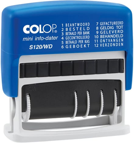 Woord-datumstempel Colop Printer Mini S 120/WD 12 teksten blauw