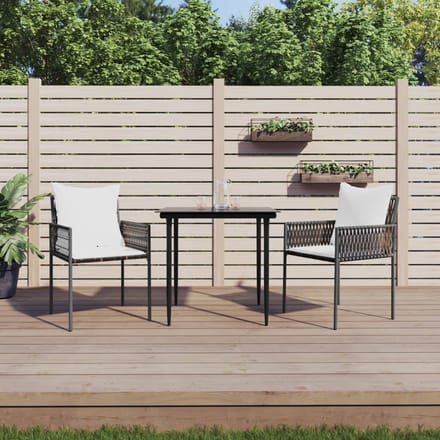 vidaXL - 3-delige - Tuinset - met - kussens - poly - rattan - en - staal
