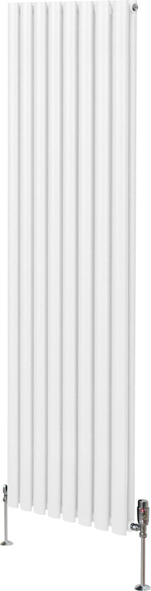 Ovale kolomradiator met chroom trv - wit - 1800x480 mm - 6421 btu