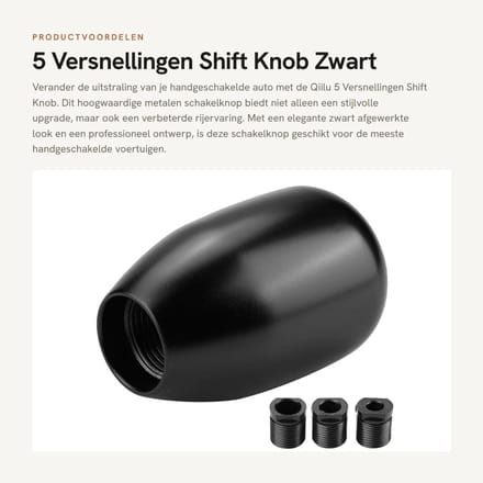 Dailygoods - 5 Versnellingen Shift Knob - Zwart Metaal Voor Handgeschakelde Voertuigen