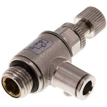 L-stuk Regelventiel 6 mm - G1/4'' Regeling-in Messing Kartelschroef