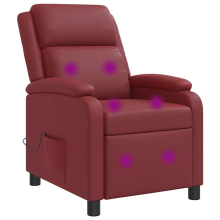 vidaXL - Massage - Relaxstoel - Wijnrood - Kunstleer