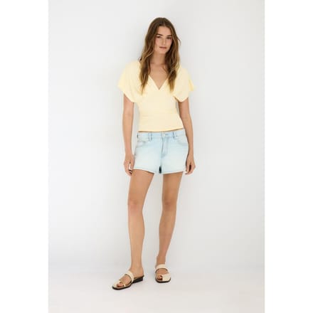 Stradivarius Top met V-hals en strik  Pastelgeel S