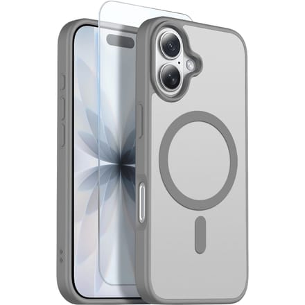 Northjo 2-in-1 iPhone 17 Hoesje – Shockproof, MagSafe + Screenprotector Grijs