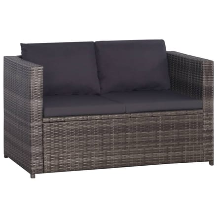 vidaXL - 3-delige - Bistroset - met - kussens - poly - rattan - grijs