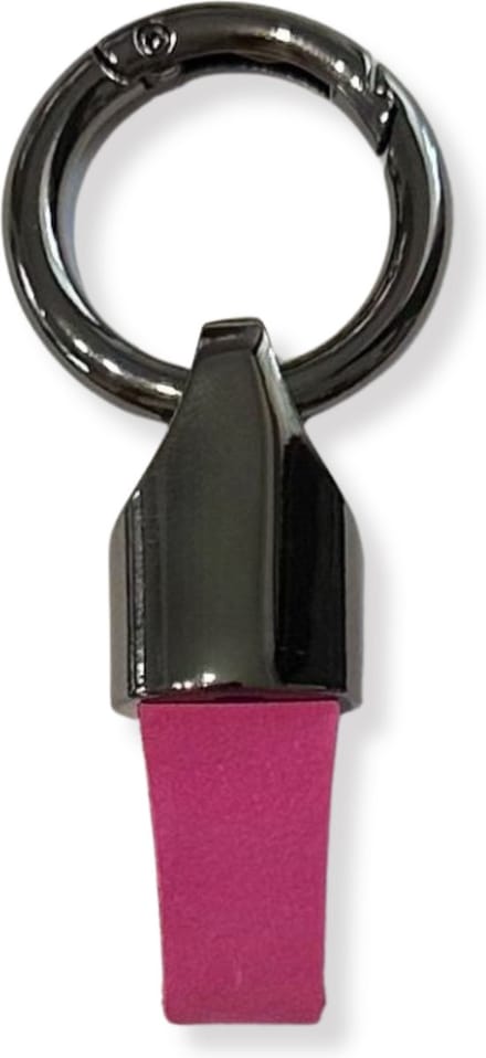 Luxe Sleutelhanger, Leren & Metaal Sleutelhanger, Kunstleer, Zwart - Roze