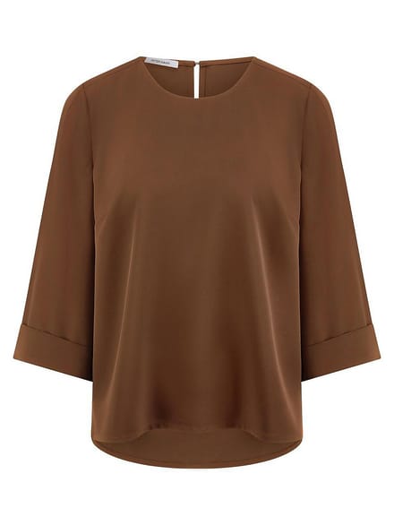 Blouse ronde hals Van Peter Hahn bruin
