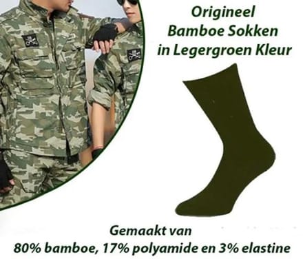 6-Paar Origineel Bamboe Sokken in Legergroen Kleur 46-47