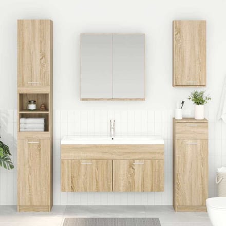 vidaXL Wastafelkast met opslag met de deur Sonoma Eik Bewerkt hout
