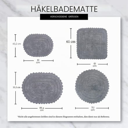 Badmat, klein ovaal, 43 x 61 cm, zwart