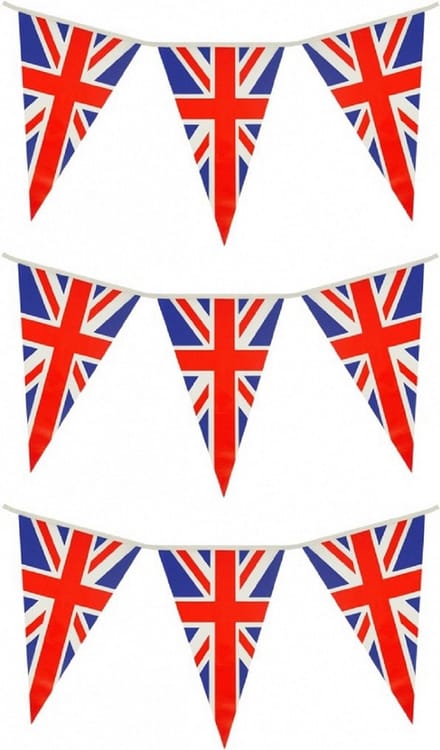 Set van 3x stuks union Jack/UK/Groot Brittanie vlaggenlijnen - Plastic - 7 meter lang - Landen feestartikelen/versiering