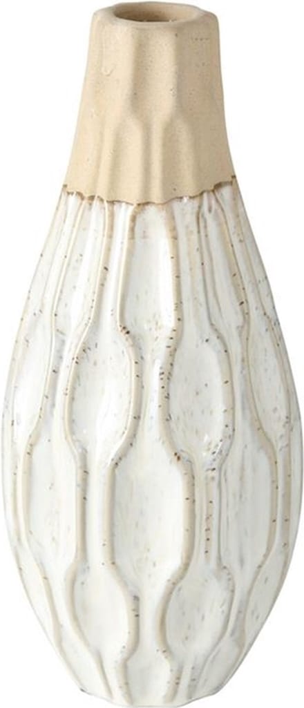 Vaas Malia, H25cm naturel/wit keramiek