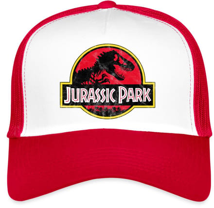Jurassic Park Klassiek Logo In Rood Met T-Rex Trucker Cap