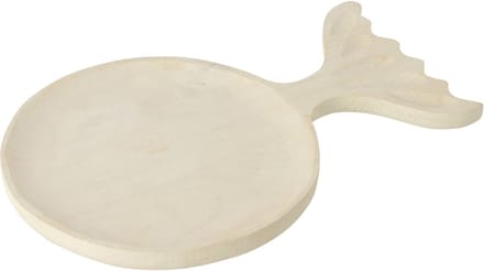 J-Line decoratie Plateau Vis Staart - hout - wit - large