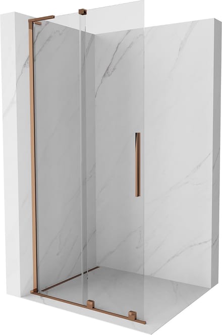 Mexen Velar L schuifbare inloopdouchewand 110 x 200 , transparant 8 mm, roze goud - 871-110-003-03-60