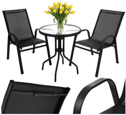 GARDLOV balcony garden furniture set, table + 2 chairs, for terrace, balcony and garden