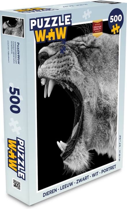 Puzzel Dieren - Leeuw - Zwart - Wit - Portret - Legpuzzel - Puzzel 500 stukjes