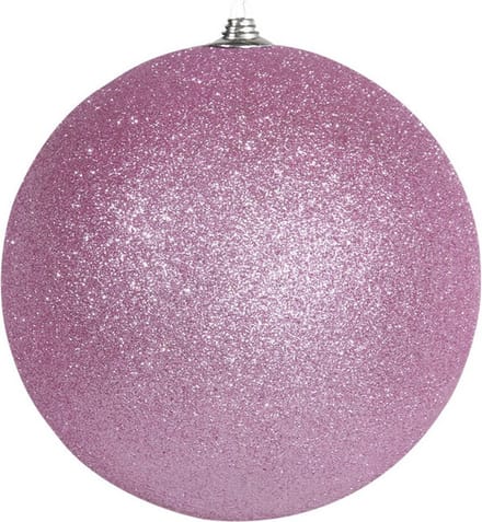 Othmar Decorations Kerstbal - groot - roze - D13,5 cm - kunststof - glitter afwerking - kerstversiering