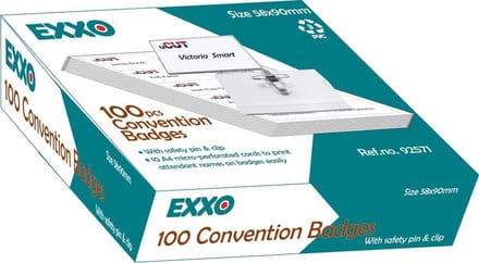 EXXO-HFP #92571 - 58*90mm Badges - Combi Clip -  24 Doos @ 100 Stuks