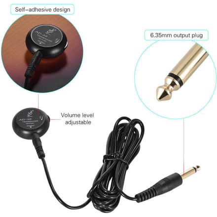 Piezo Pickup Contact Microfoon Transducer met 6,35mm Uitgangsstekker 10 Kabel