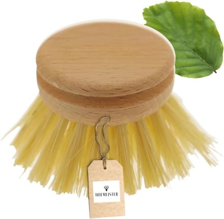 Houten afwasborstel met verwisselbare kop, 23 cm, hittebestendig en duurzaam