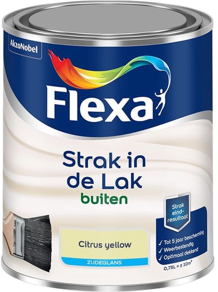 Flexa - Strak In De Lak Buitenlak Zijdeglans - Citrus Yellow - Mengverf - 750 Ml