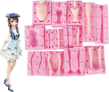 7-delige Fondant Poplichaam Mal 3D Lichaamstaart Mal DIY Klei Zachte Klei Epoxy Hars Siliconen Mal Bakgereedschap