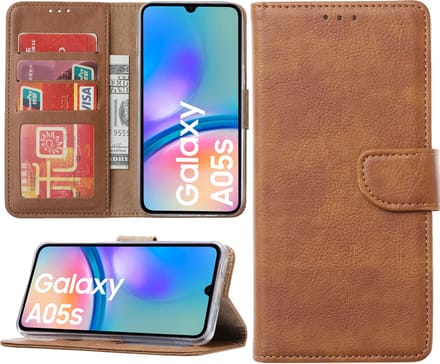 Hoesje geschikt voor Samsung Galaxy A05s bookcase met pasjeshouder - Bruin