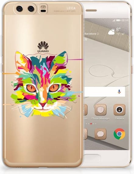 Huawei P10 Plus Telefoonhoesje met Naam Cat Color