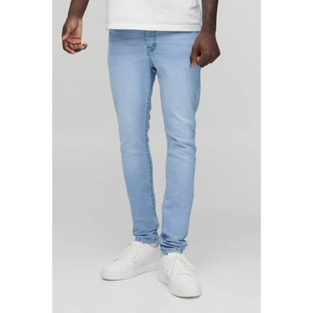 Essential Skinny Fit Stretch Washed Jeans | Light Blue | Size 48R