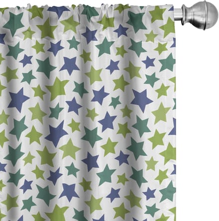 ABAKUHAUS Sterren gordijnen – 2-delige set 75x225 cm – Microvezel, halfdonker, Wit/Multicolor