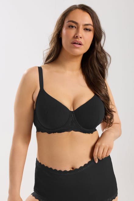 Yours Zwarte Zachte Geribbelde Bh Met Beugel Size 85C