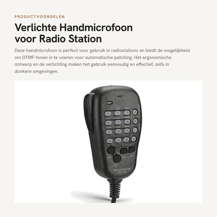 Solidchoice- Handmicrofoon Verlicht - DTMF Invoer - Programmeerbare Softkeys - Compatibel met Mobiele Radiostations - ABS Materiaal - Hoge Betrouwbaarheid - Microfoon