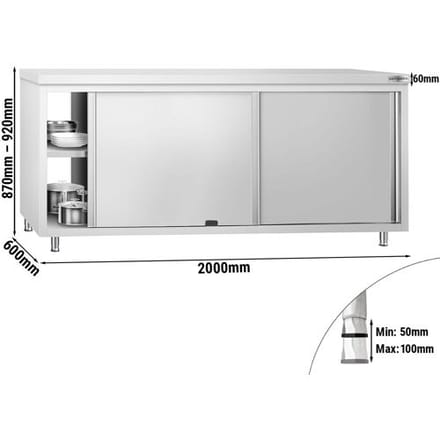 GGM Gastro Edelstahl Arbeitsschrank PREMIUM - 2000x600mm - mit Durchreiche Zilver