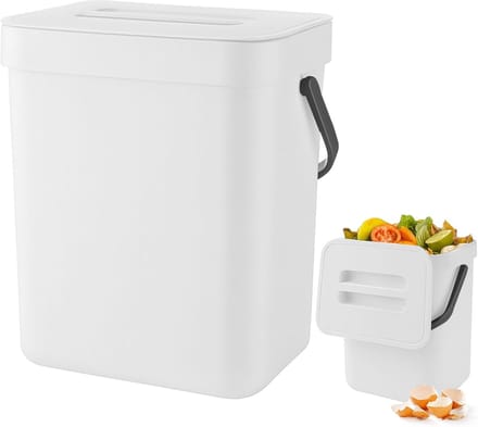 Compostemmer Keuken - Bio Afvalbak - Afval Scheiden - Ruimtebesparend Ontwerp - 3 Liter - Wit