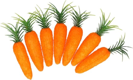 DID Decoratie wortelen - 7x - oranje - watten/polyester - 7 cm - Sinterklaas / Pasen