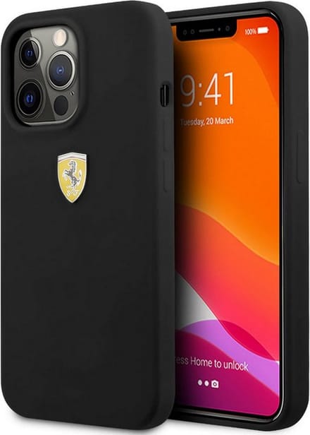 Ferrari Silicone Back Case - Geschikt voor Apple iPhone 13 Pro Max (6.7") - Zwart