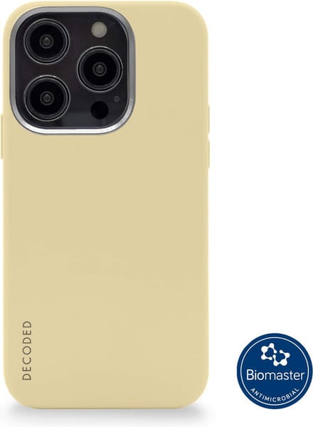 DECODED Siliconen Back Cover - iPhone 14 Pro - Anti-Bacterieel Hoesje - Magnetische Technologie van Apple - Licht Geel