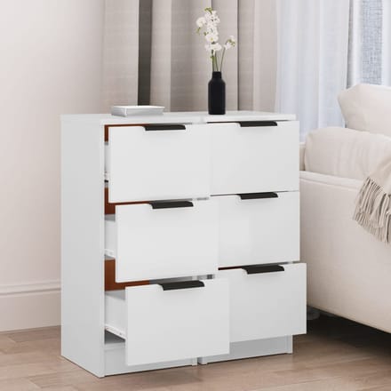 vidaXL - Dressoirs - 2 - st - 30x30x70 - cm - bewerkt - hout - wit