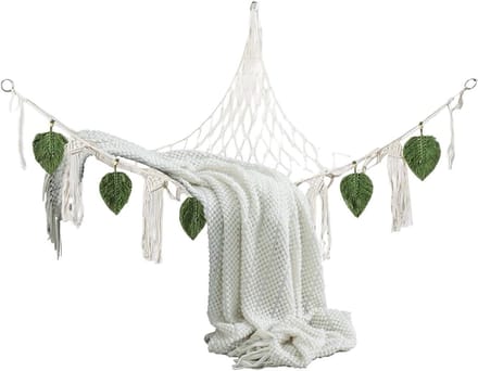 Knuffel Hangmat - Speelgoed Net - Opbergen Knuffels - Boho Macrame Stijl - 140x110cm - Wit Groen