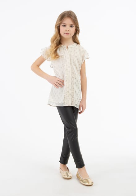 Faina Blouse Meisje Gebroken wit met gouden stippen