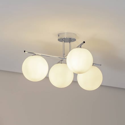 Domiluce Aurora plafondlamp, chroom, Ø 50 cm, 4-lamps, glas, E14