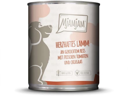 MjAMjAM Dog - Leckere Mahlzeiten Dose 6x800g | Lamm, Reis & Tomaten