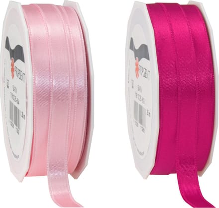 Glorex hobby - Satijn cadeau inpak deco sierlint - 2 tinten roze - 25 meter x 1 cm