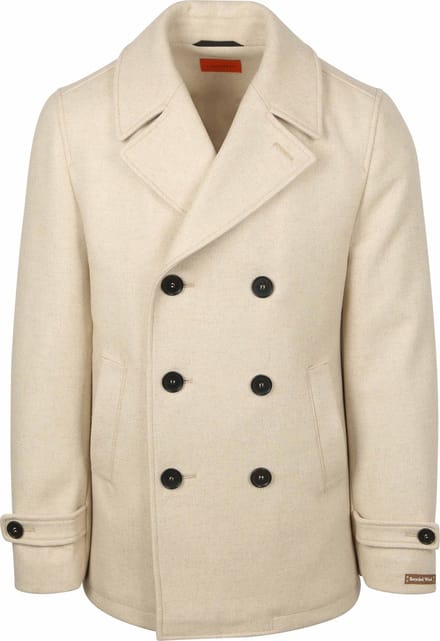 Suitable Coat Caban Wol Blend Ecru - Maat 52 - Heren - Tussenjas